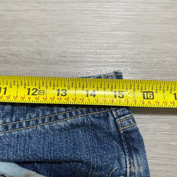 Vintage Y2K Let me be Blue Jean Denim Mini Skirt Size 3 Front Slit - Picture 6 of 7